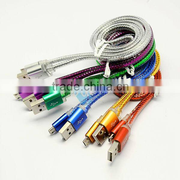 shenzhen factory flat usb cable, metal housing usb data cable, usb cable for iphone 6 and samsung