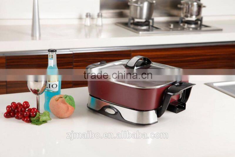 multi cooker with Adjustable Thermostat 12*12 inches square Non-stick coating electric skillet Fry Pan