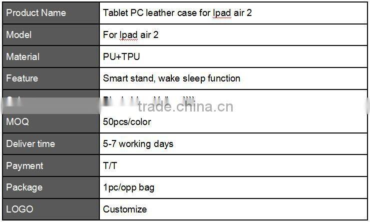tablet pc leather case for Apple ipad air 2