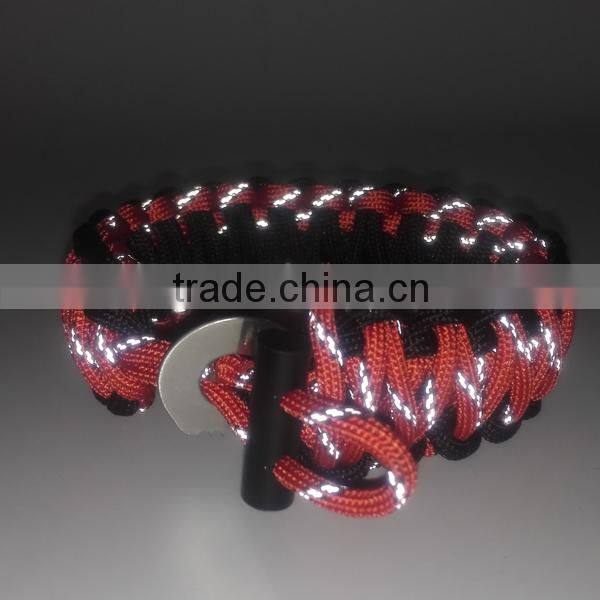 new reflective paracord bracelet with fire starter and compass