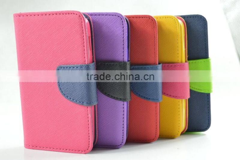 2016 Hot Sales Flip cover PU Leather Cases for iphone6 with TPU Holder, Two Card Slots and Stand Funtion