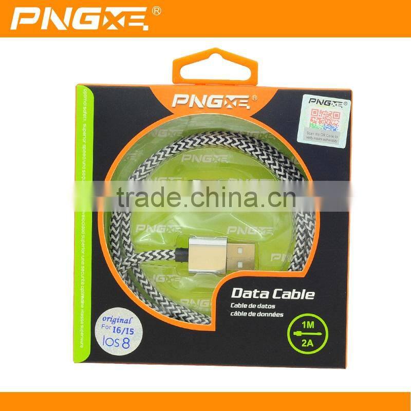 PNGXE hot sale high quality nylon braided usb charger cable for iphone 5 data cable