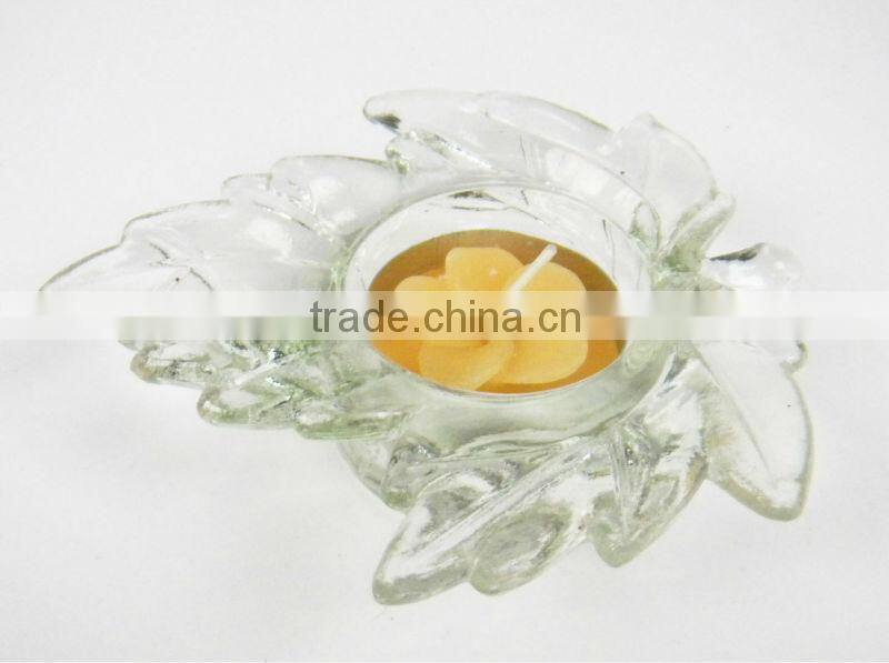 leaf shape glass candle holder
