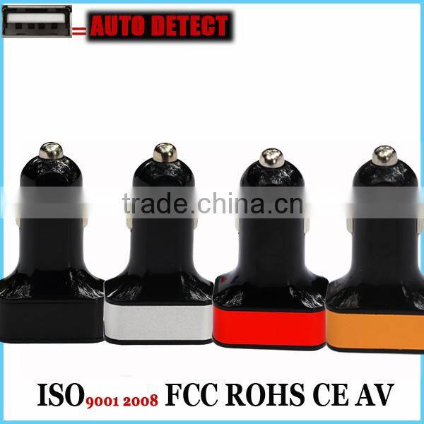 Ce rohs approved black color 24W/4.8amp auto detect dual usb car charger