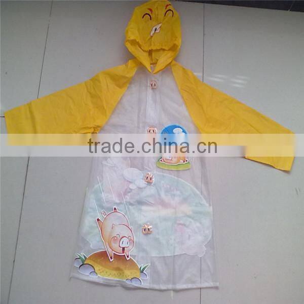 waterproof plastic raincoat for kids/kids PVC raincoat/printed kids poncho raincoat