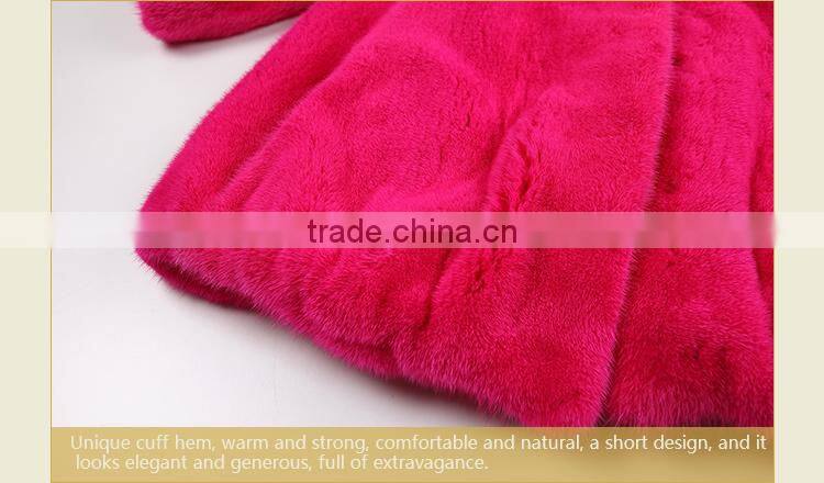 shenzhen OEM light pink women short mink fur coat for wholesale