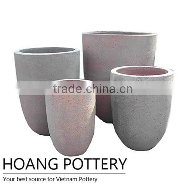 Roll Rim Dark Clay Pot - High-Fired / Oldstone Planter From Vietnam
