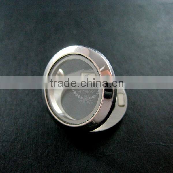 25mm high quality round glass magnetic closure stainless steel silver memory photo locket for charms floating 1820098