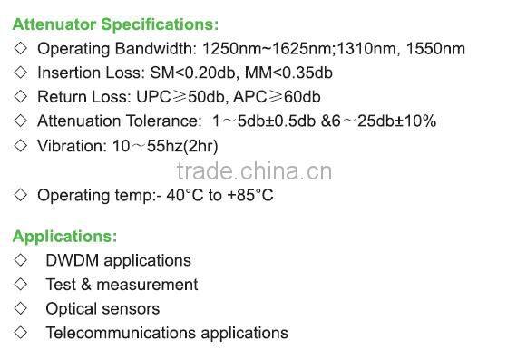 high quality fiber optic LC attenuator with 10dB