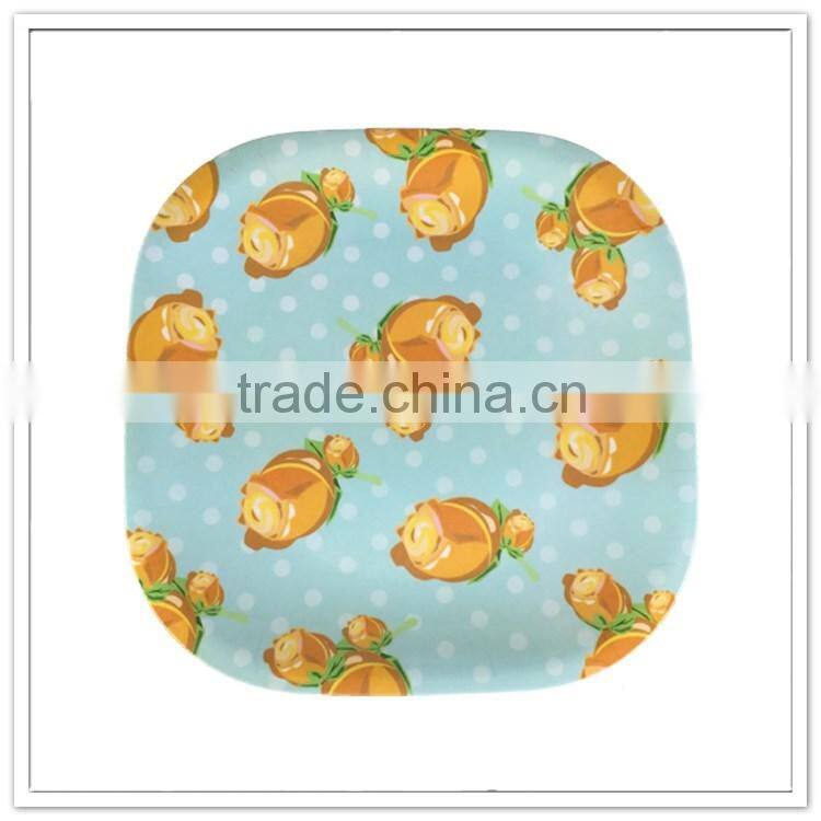 Custom flower print square snake melamine plate