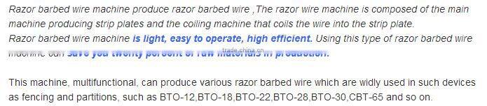 HIGH QUALITY RAZOR BARBED WIRE MACHINE