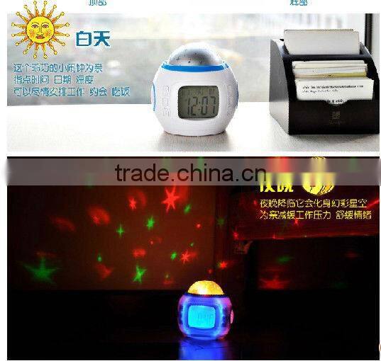 pretty decorative table desk digital LED star projector alarm clock