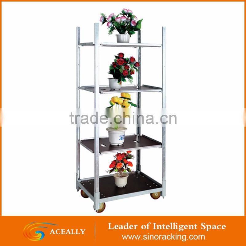 cheap aluminum flower plant pot garden display trolley cart stand