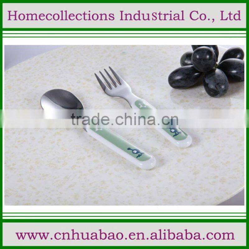 SS 430 baby cutlery set with ABS handle, custom design handle decal, china top ten selling products