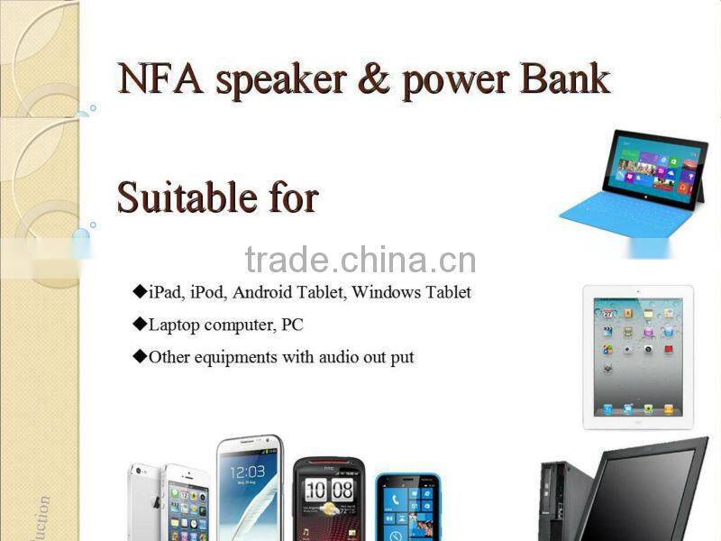 2 in 1 Near Field Audio(NFA) Amplifying Magic Wireless Speaker Power Bank for iphone 5 Samsung HTC mobile phone 5000mAh