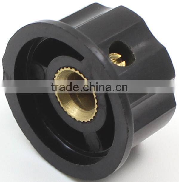 Large boss style fluted black turning knob with silver top