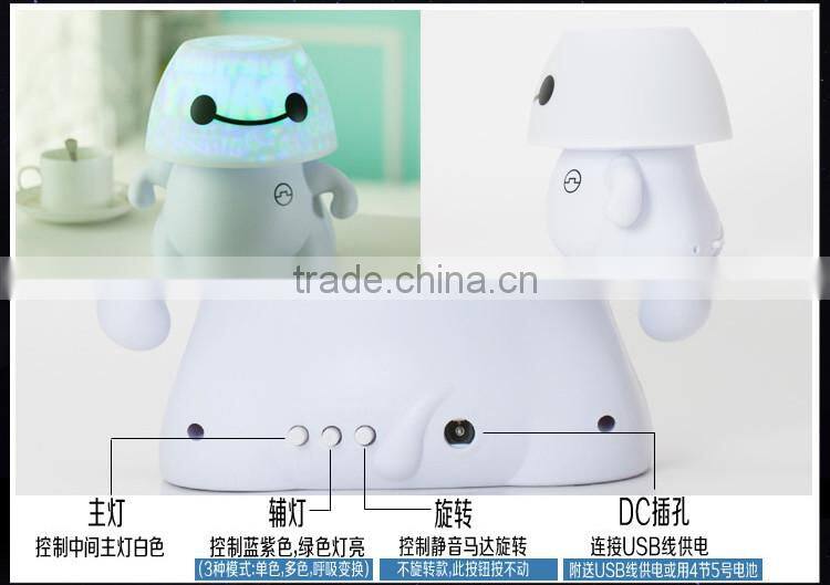 rotatable 3 colors LED starry night projection lamp-cartoon designed