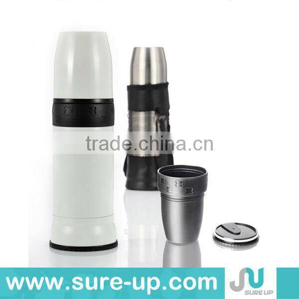 Double cups unbreakable stainless steel vacuum flask juice bottle (FSUR)