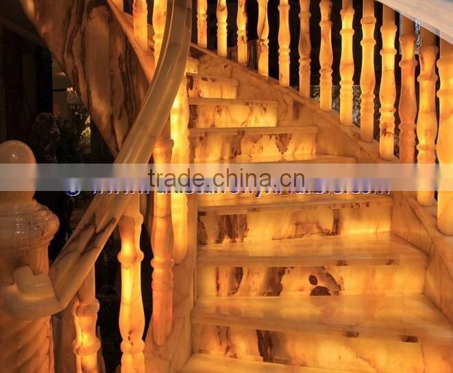 Modern Design Colorfull Top Quality BACKLIT ONYX STAIRS STEPS RISERS & BALUSTRADE