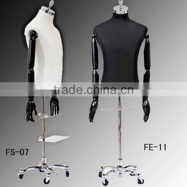 male woodern arm linen half body tailor dress form mannequin