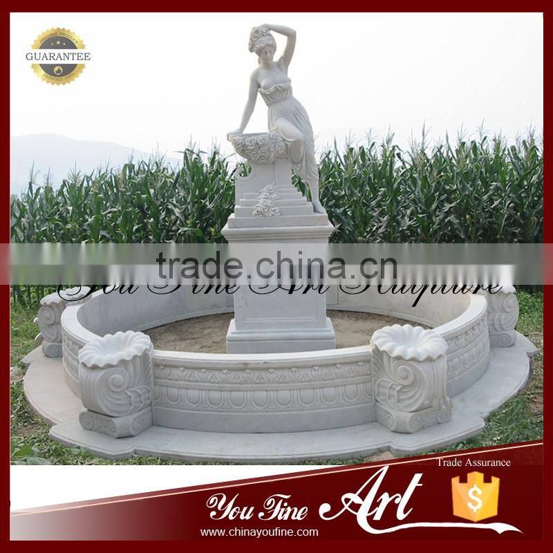 Stone Outdoor Garden White Marble Lady Water Fountain