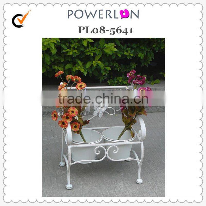 Antique Grey Metal Courtyard Flower Pots