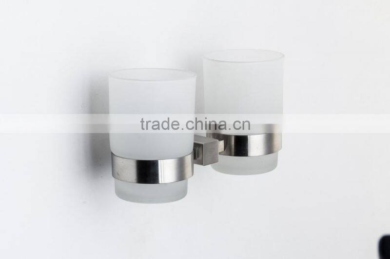 Wholesale Wall Mounted Stainless Steel Bathroom Double Cup Holder BSCI
