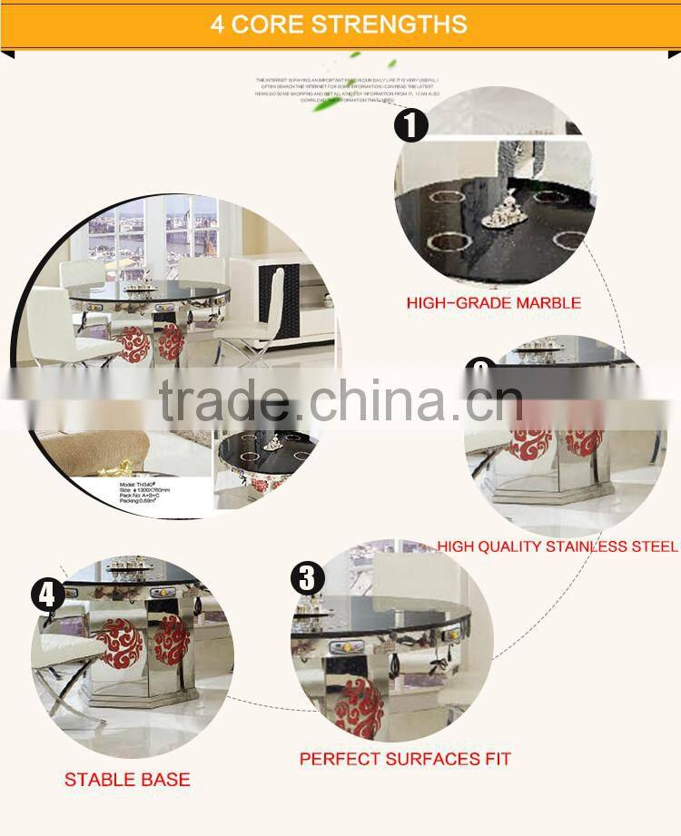 TH340 Black Marble Hot Pot Dining Table Round Kitchen Table and Chairs