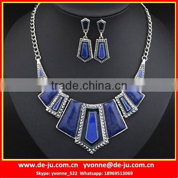 Green Square Stone Cheap Necklace And Earring Sets