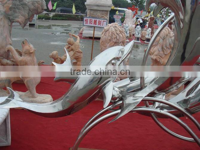 Stainless Steel Dolphin Statue Sculpture For Garden Public Use