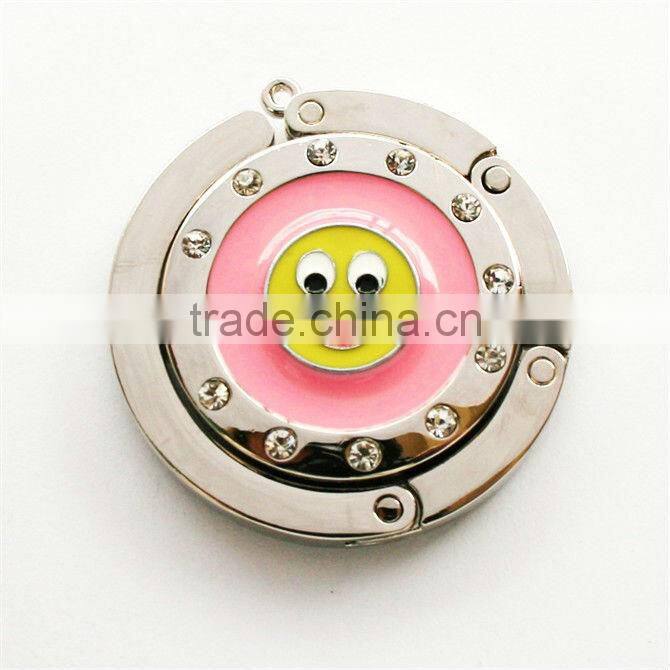 cute beautiful round shape bag hook add diamond