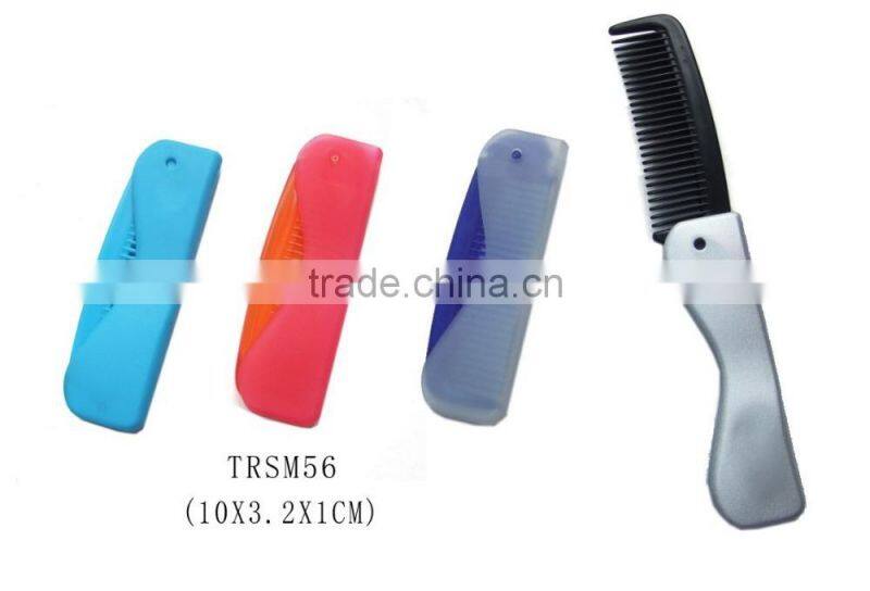 Folding different color plastic travel comb cheap mini hair brush