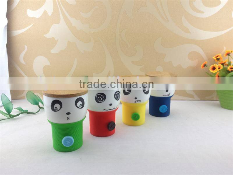 silicone cup with wood lid ceramic coffee cup