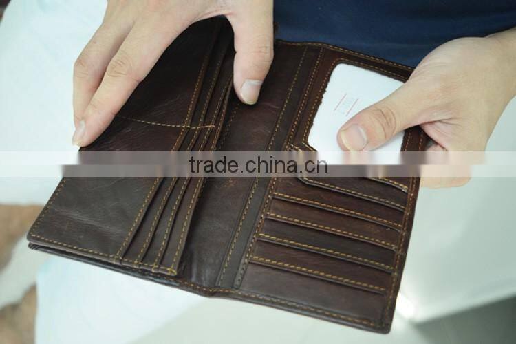 Hot Classic Long Wallet Design Genuine Leather Wallet for Men with Money Clip