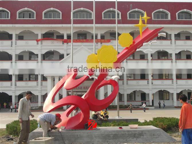 Outdoor Stainless Steel Key Sculpture with Flowers