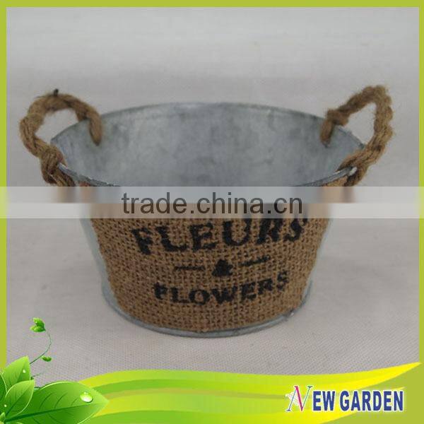 Reasonable Price Classic barrel shape metal flower pot hanging on the wall