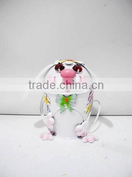 Funny metal dog trash bin decoration for home