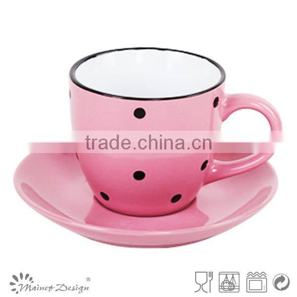 2016 fashion design ceramic coffee mug with saucer stoneware mug high quality factory price