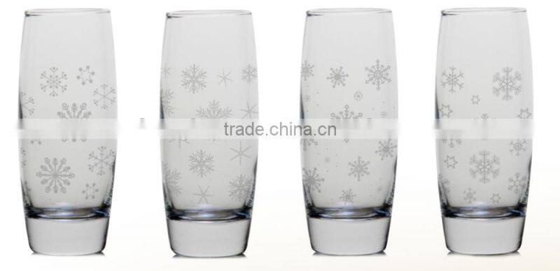 10oz 12oz christmas snow color prinitng drinking glass water glass cup juice cup