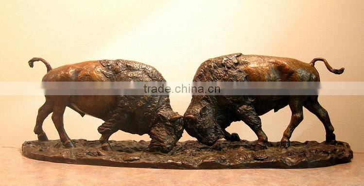 large outdoor sculptures fighting custom bison bronze statues for sale