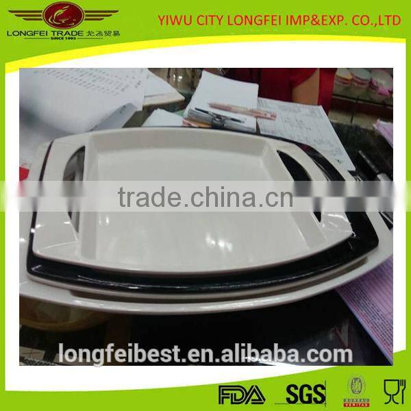 cream white melamine plate with two ears