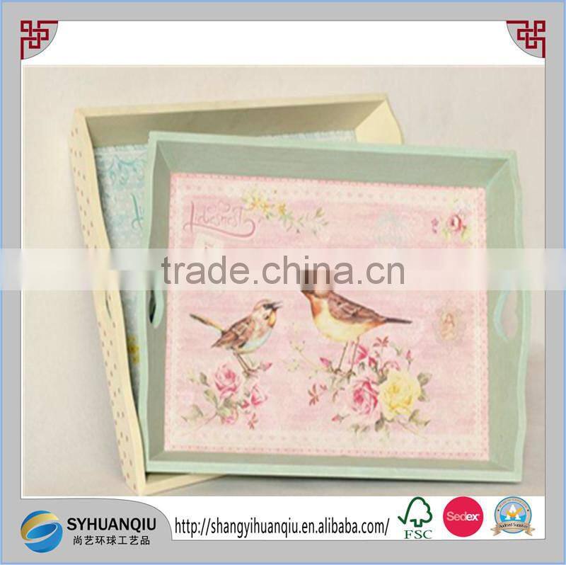 france type set of 2 coffee cafe decorative wooden dry fruit tray