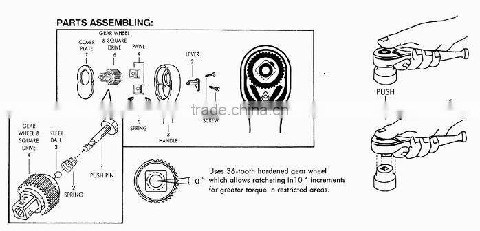 72Teeth Quick Relieve Ratchet Handle With Hight Quality Handle