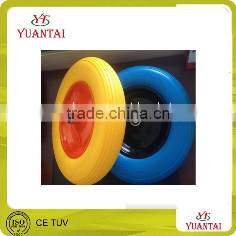 wheel barrow, garden tool cart, beach cart use air wheel cart wheel PU foam flat free pneumatic solid rubber caster wheel