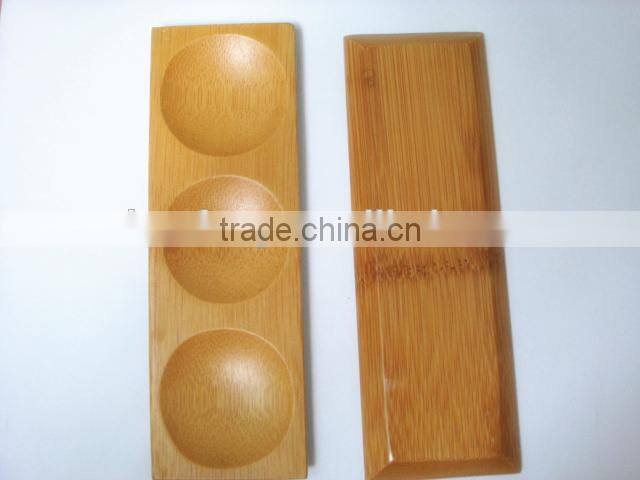 Bamboo Sushi Plate With Three Round Lattice