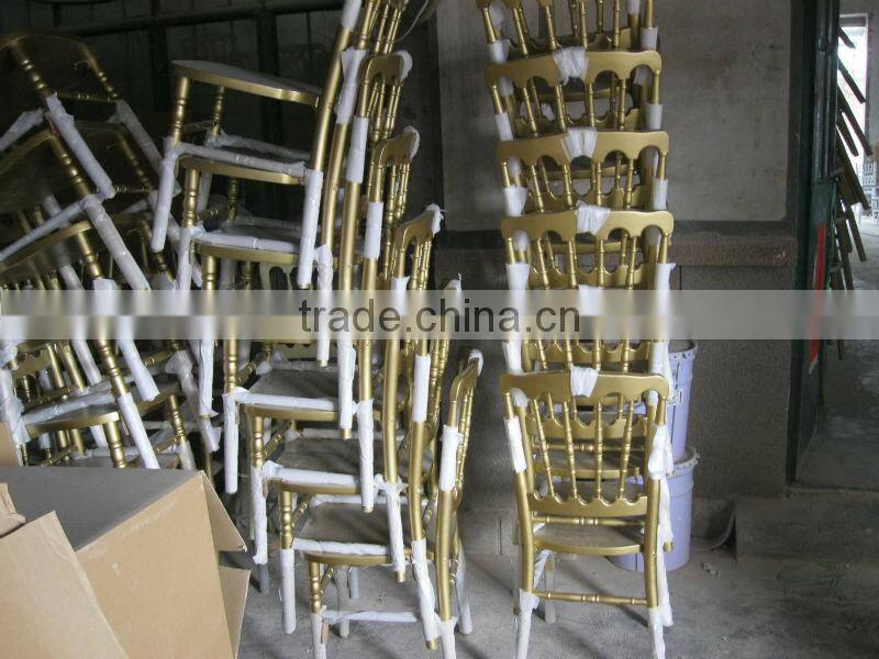 Wholesales golden Wedding Wood napoleon chair with velvet fabric cushions