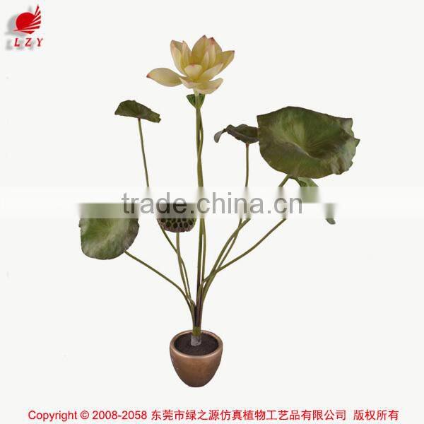 Nearly Nature Artificial 2 Flower Group of Lotus in Pot Bonsai Plant for Indoor decoration