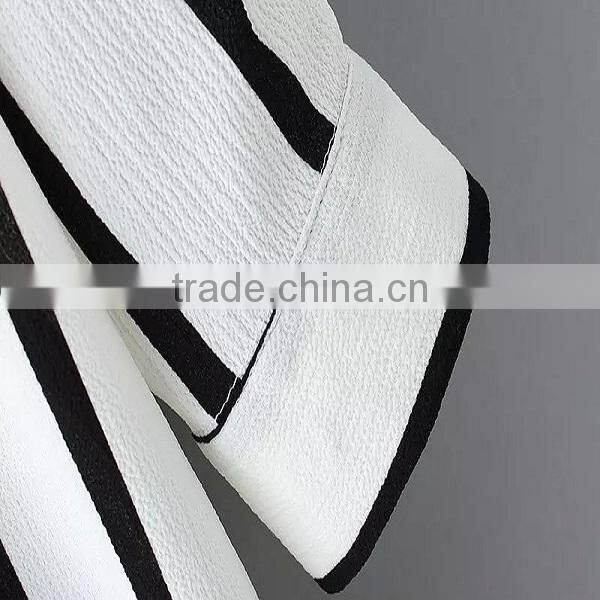 2015 Summer vertical stripe chiffon style lady blouse , models chiffon blouse
