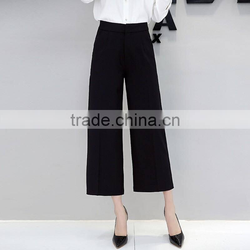 Wholesale women's wool wide leg palazzo trousers casual pants High waist straight pants