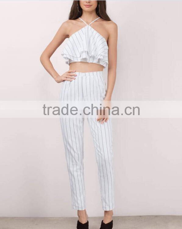 2017 Fashion Crop top and pant style women two piece set